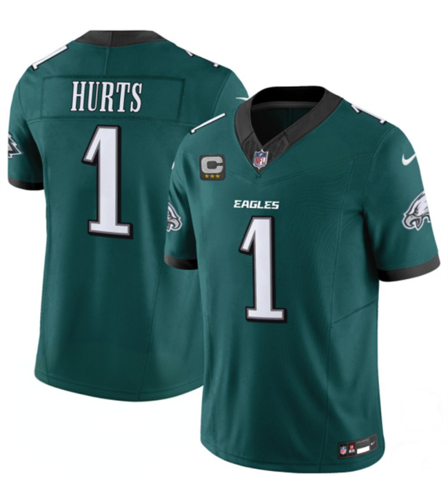 Men's Green Philadelphia Eagles #1 Jalen Hurts 2024 New F.U.S.E. Vapor Untouchable Limited Stitched Football Jersey